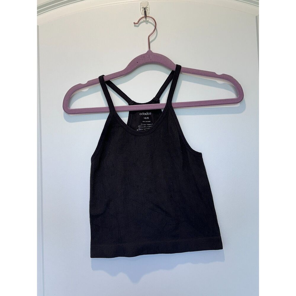 Ododos Ribbed Dark Gray Cropped Tank Top Size XS / Small